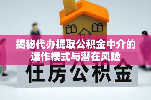 助手揭秘代办提取公积金中介的运作模式与潜在风险